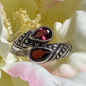 Garnet and Sterling Silver Bypass Ring